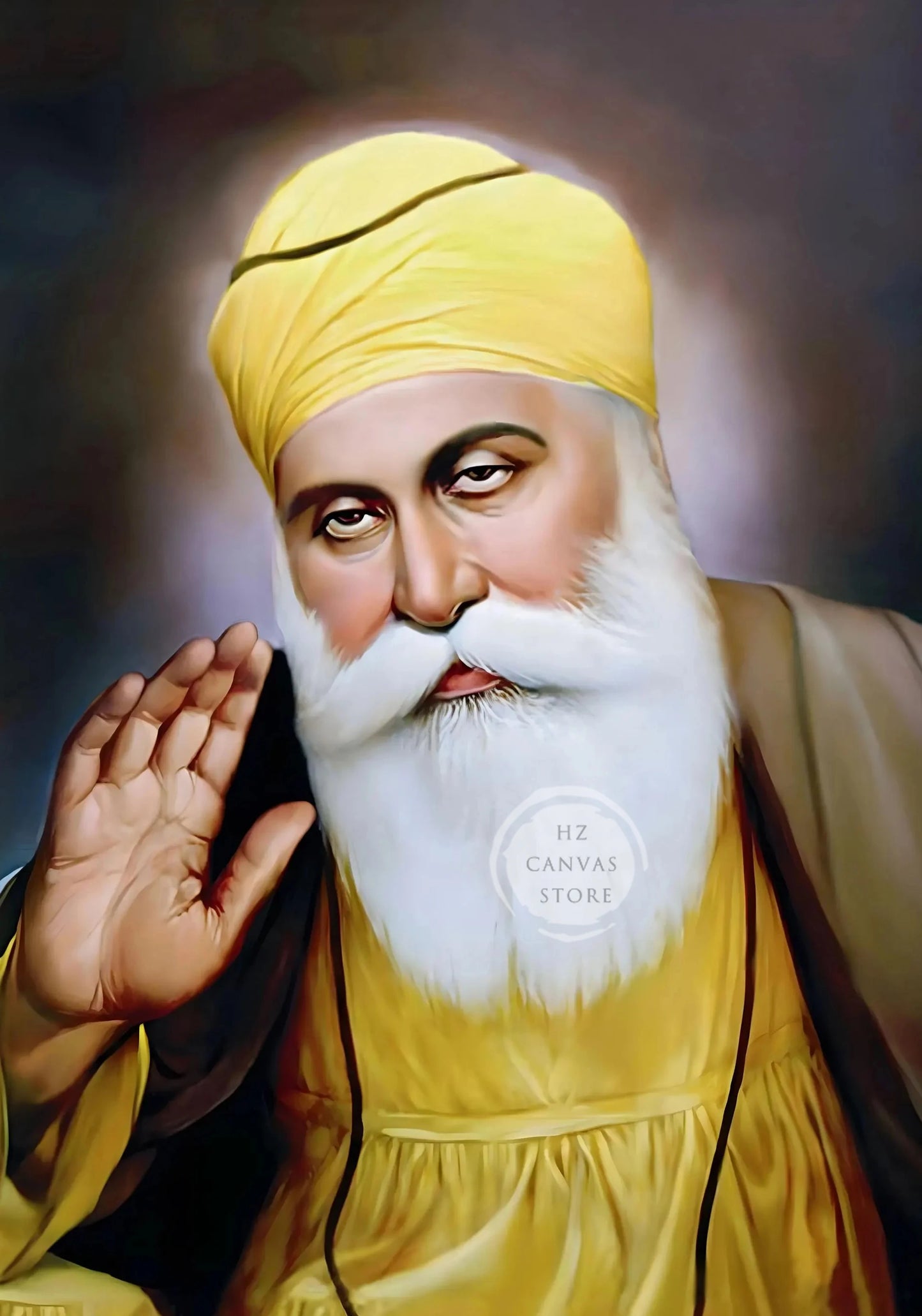 Sikh Historical Art Print of Guru Nanak Dev, Guru Ram Das, Baba Deep Singh & Maharaja Bhupinder Singh Vintage Devotional Poster