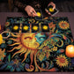Floral And Sun Tarot Card Tablecloth Altar Cloth Flower Life Spread Tarot Reading Cloth Spiritual Oracle Card Pad