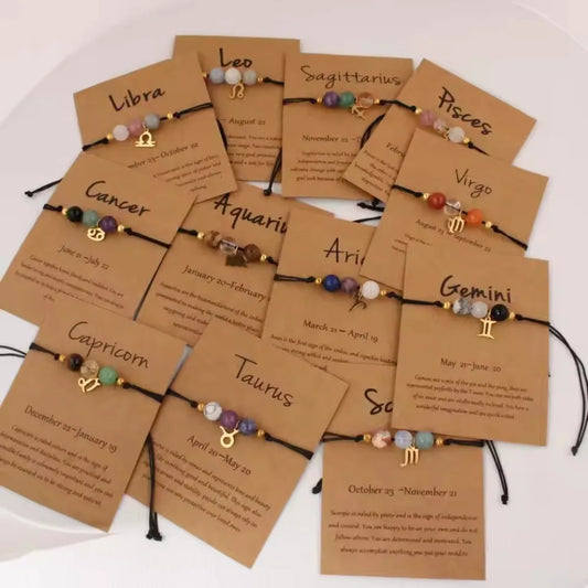 US Aries Taurus Gemini Cancer Leo Virgo Libra Scorpio Sagittarius Capricorn Aquarius Pisces Gifts for Women Zodiac Bracelet