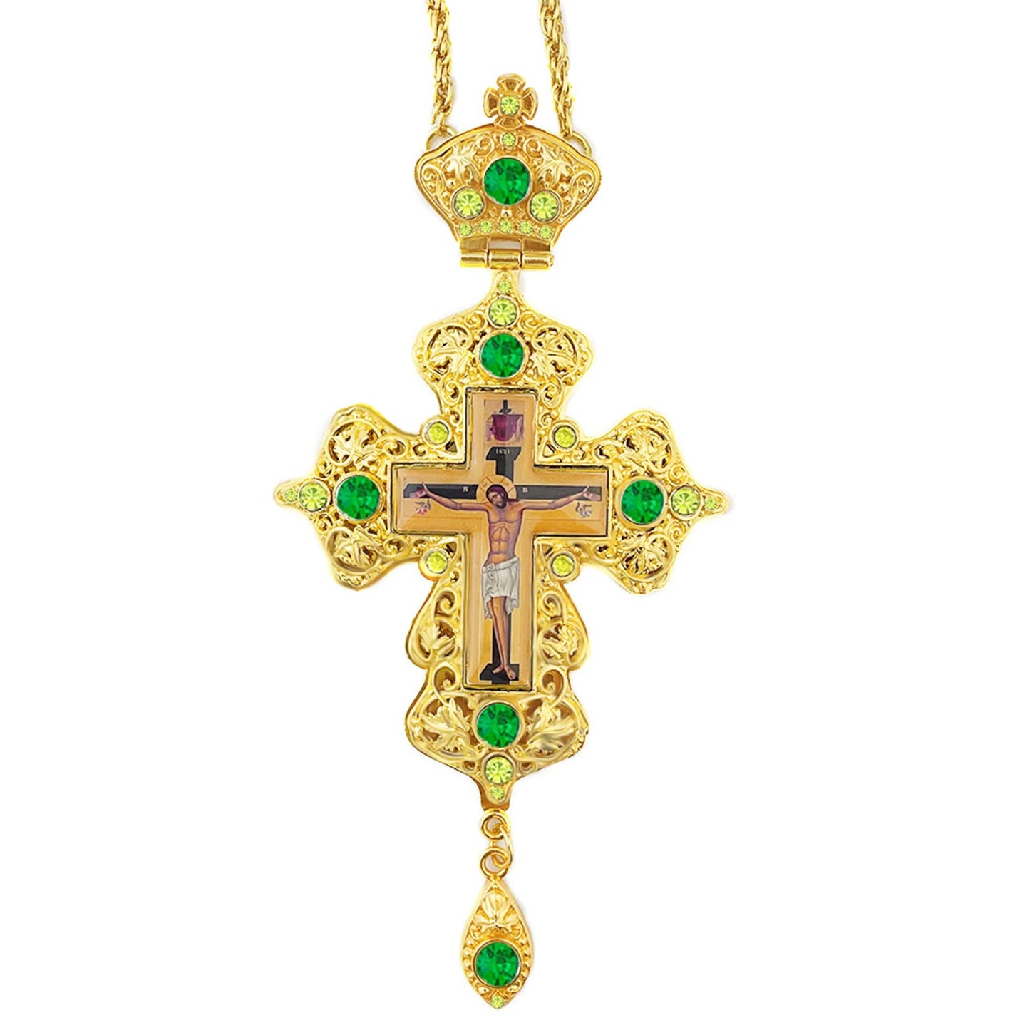 HTISOK Orthodox Cross Pendant Jesus Pendant Zinc Alloy Cross Necklace Gift for Priests with Gift Box Baptism Worship Blessing