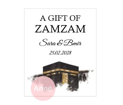 100pcs Custom A Gift Of Zam Zam Sticker Water Bottle Label Wedding Favours Hajj Umrah Mubarak Nikkah Adhesive Guest Gift Baptism