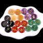 4Pcs Natural Lapis Lazuli Stones Engraved Chakra Symbols Polished Palm Stones for Reiki Crystal Healing Balancing