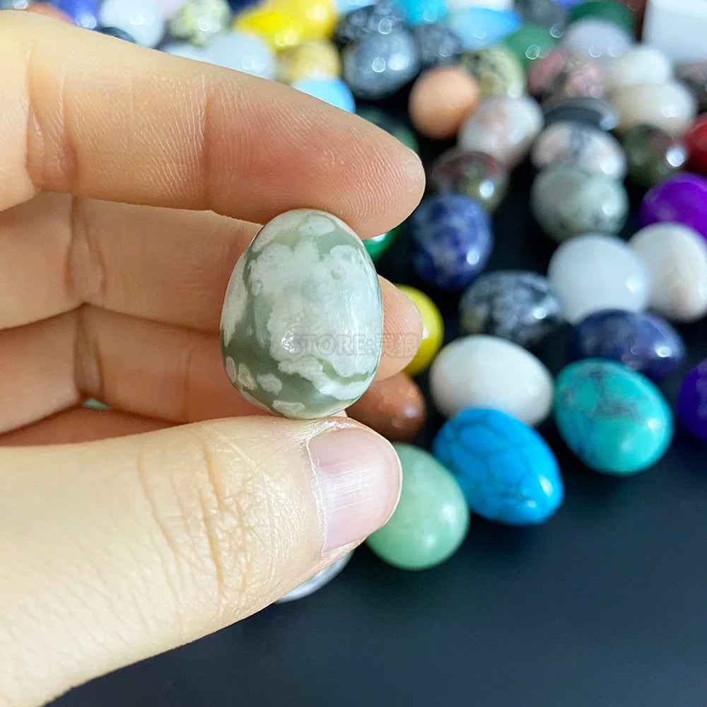 EG1-7 Mini Natural Stone Egg, Small Polished Egg Shaped Stone for Meditation Stress Relief Fidget Palm Desk Decor Gift