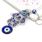 Lucky Eye Alloy Fatima Hamsa Hand Wall Hanging Glass Turkish Evil Eye Keychain Car Keyring for Women Men pulseras bijoux צמידים