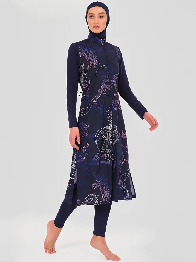 3PCS/Set Muslim Modest Burkini Femmes Swimwear Long Women Waterproof Swimming Suit Long Sleeve Swimsuit Hijab, Top, Pant