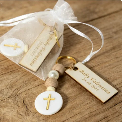 Personalized Cross Kecyhain Baptism Favors for Guests, Custom First Communion Favors, Bautizo Recuerdos, Catholic Christening Bo