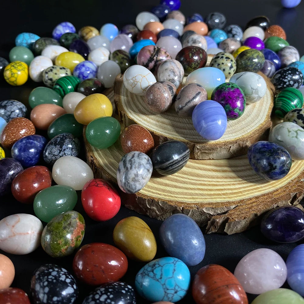 EG1-7 Mini Natural Stone Egg, Small Polished Egg Shaped Stone for Meditation Stress Relief Fidget Palm Desk Decor Gift