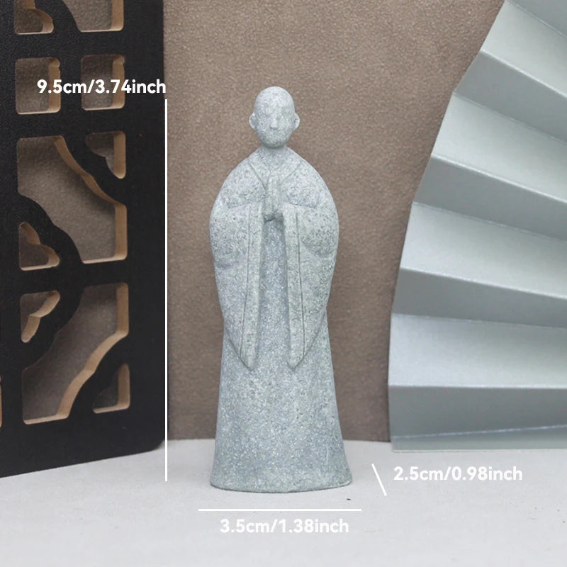Buddha Stone Statue Little Buddhist Monks Tibetan Buddhism Figurines Zen Garden Ornament Meditation Home Aquarium Decoration