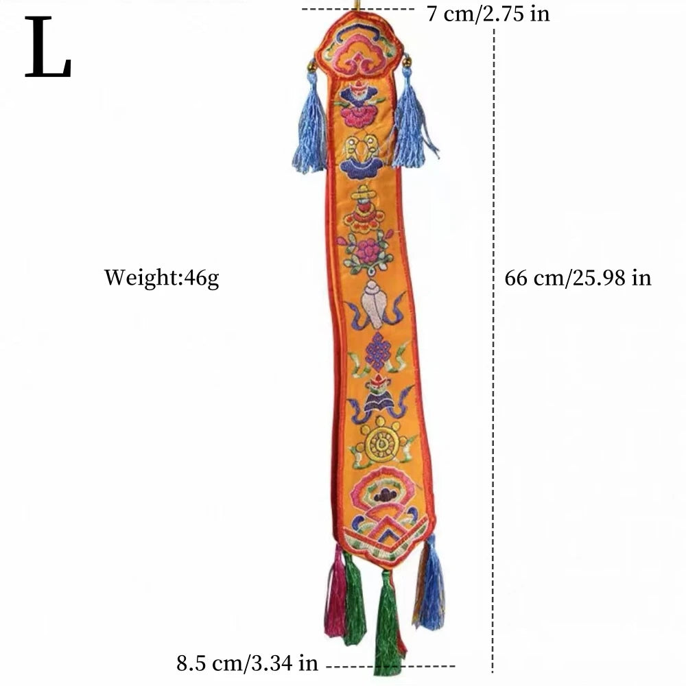 Nepal Handmade Eight Auspicious Flags,Tibetan Tassel Embroidery Decorative Handicrafts,Auspicious Hand Drum Flags Buddhist Item
