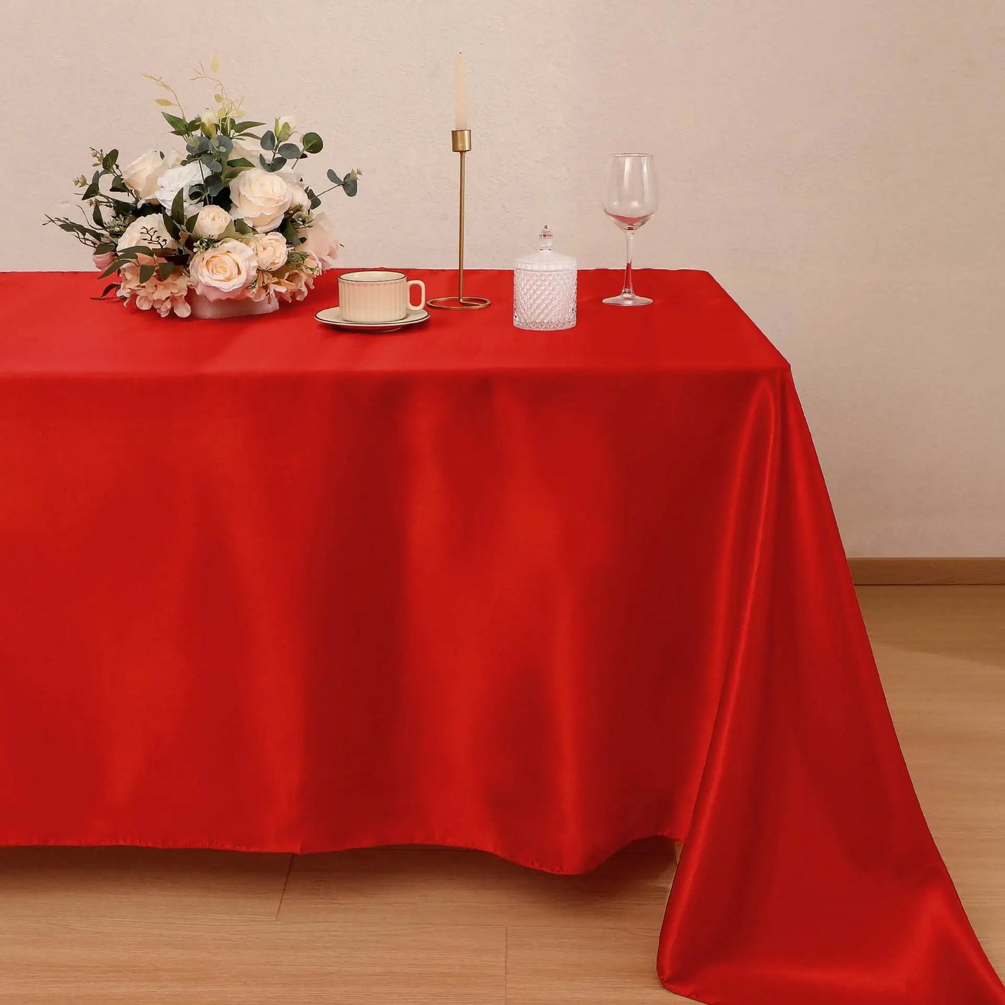 Rose Gold Satin Tablecloth,Nordic Style Elegance Wedding Dust-Proof Table Cover,For Dinning Birthday Party Tabletop Decor