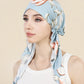 Muslim Fashion Print Hijab Turban Hats Long Tail Head Wraps Elastic Hijab Hats Breathable Chemo Cap For Women Girls