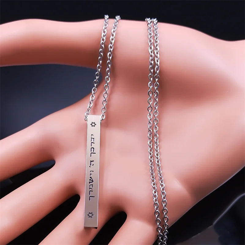 Hip Hop Jewish Hexagram Long Necklaces Stainless Steel David Star Israel Mezuzah Necklace Sweater Neck Chain Jewelry Gifts NA193