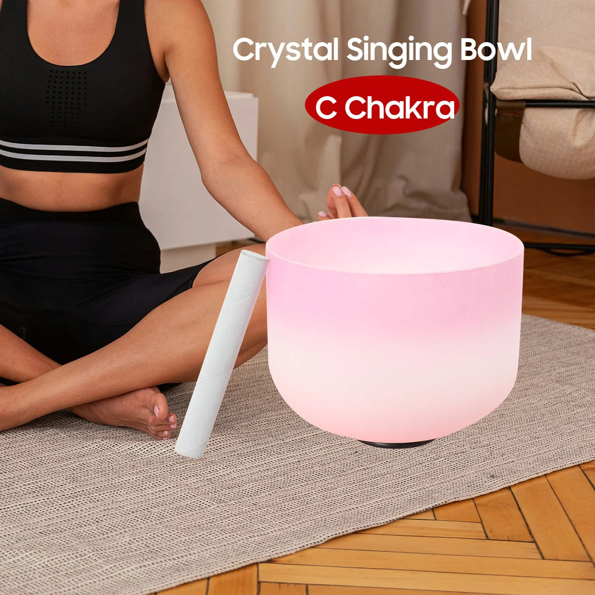 10 inch C Note Frosted Crystal Singing Bowl for Sound Healing Meditation Yoga Sound Healing