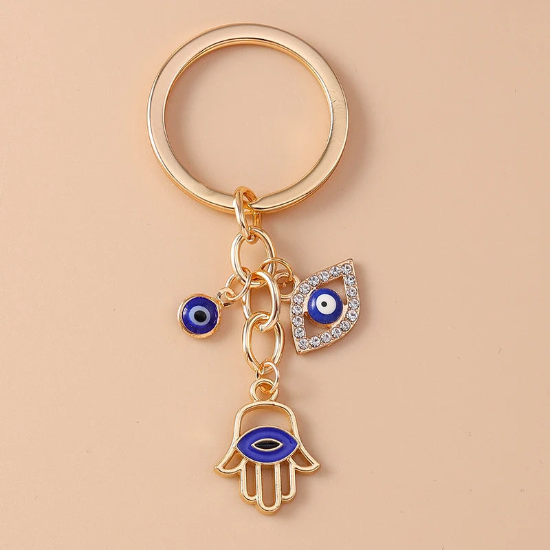 Fashion Metal Evil Eye Keychain for Car Key Women Men Handbag Pendant Keyring Accessories DIY Jewelry Gifts