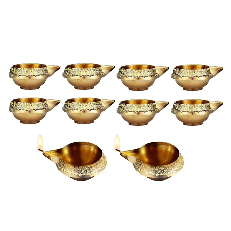 Alloy Metal Oil Lamp 10 Pcs Kuber Diya For Diwali Decoration Traditional For Diya Vilakku For Puja Pooja In India