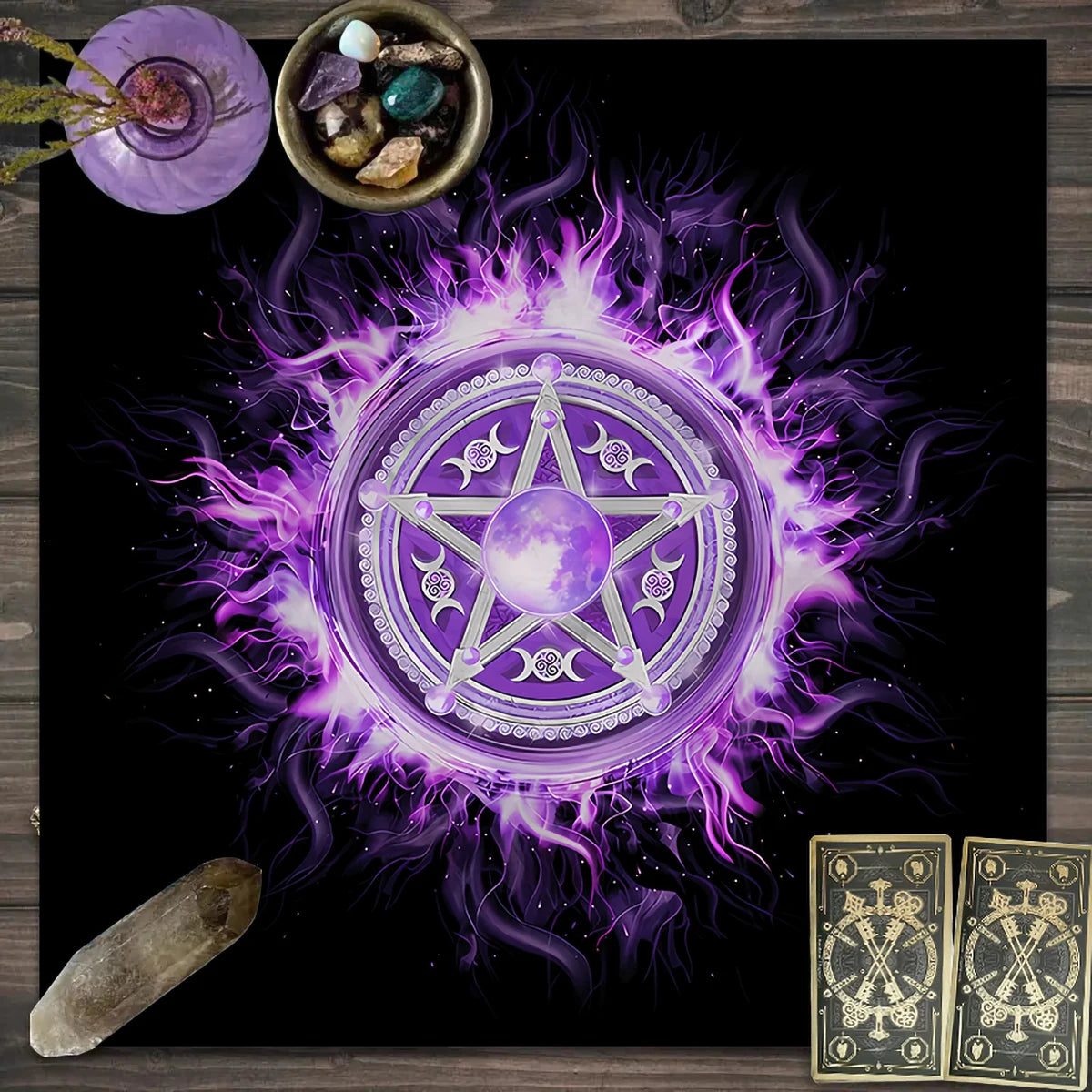 1pc Tarot card tablecloth, mysterious rune astrology altar cloth, witchcraft cabin decoration tablecloth, card game tablecloth