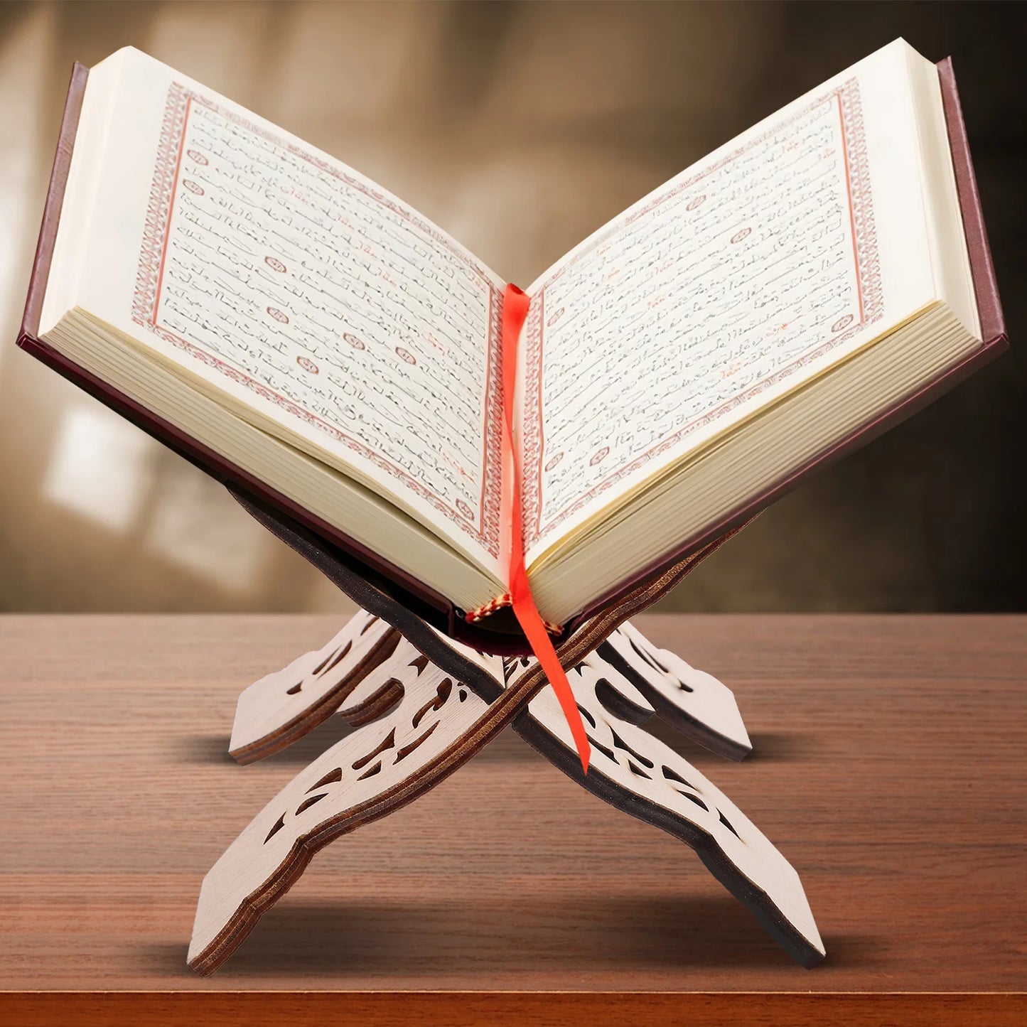 Wood Desktop Wooden Bible Book Stand Quran Display Reading Rack Stable Multifunctional Holder for Home Office Temple School Use