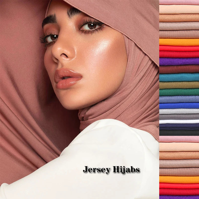 New Jersey Womens Muslim Ramadan Fashion Modal Cotton Jersey Hijab Womens High Quality Solid Color Soft Hijab Long African Scarf