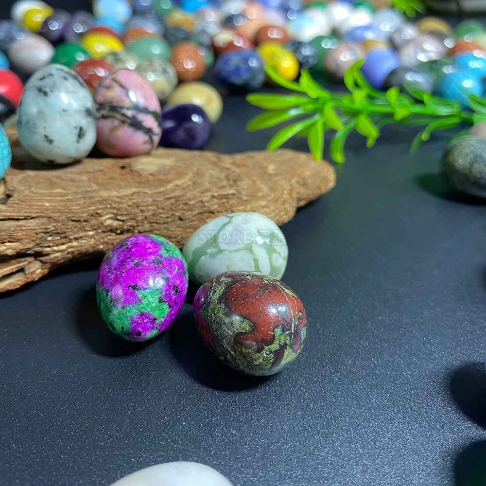 EG1-7 Mini Natural Stone Egg, Small Polished Egg Shaped Stone for Meditation Stress Relief Fidget Palm Desk Decor Gift