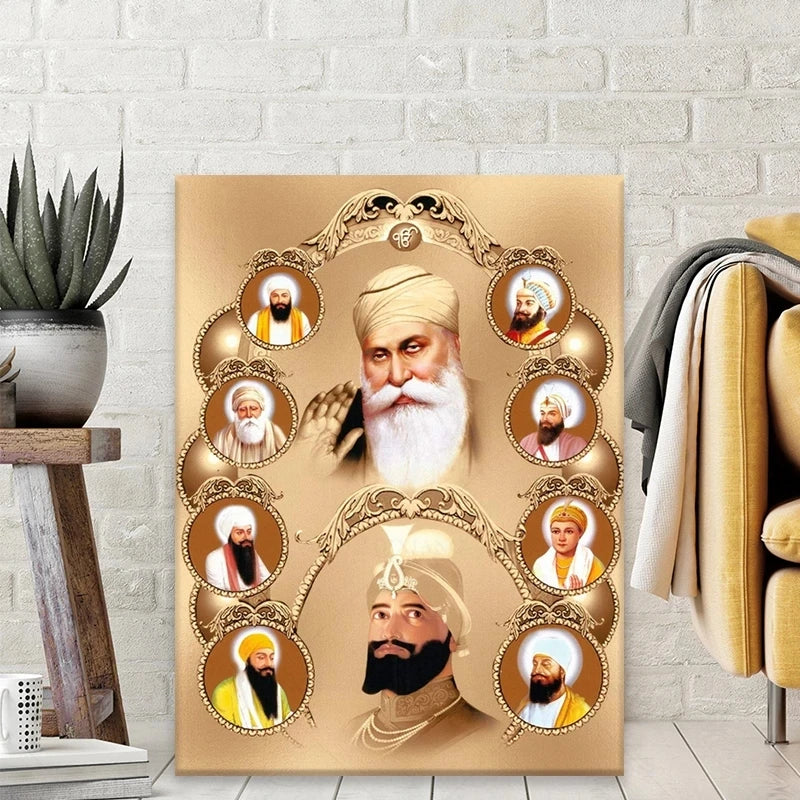 DIY 5D Diamond Painting The Unique Paintings Of Ten Sikh Masters full square/round Diamond Mosaic Religious Home Decor R276