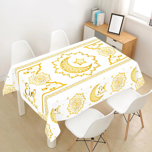 Ramadan Kareem Table Cover White Gold Ramadan Decor 2026 For Home Tablecloth Islamic Muslim Party Supplies Eid Al-Fitr Gift
