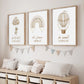Islamic Gold Bear Rainbow Hot Air Balloon Nursery Posters Wall Art Canvas Painting Print Pictures Cute Kids Bedroom Home Decor
