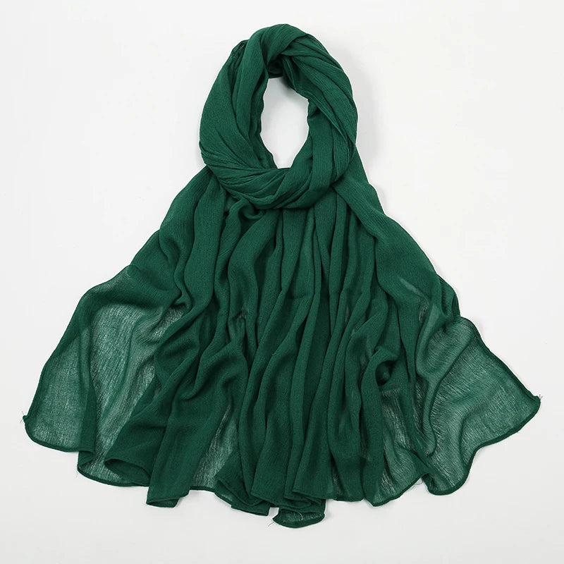 New Crinkle Rayon Hijab For Women Muslim Scarf Long Shawls Solid Islamic Turban Headband Heascarf Wraps Ramandan Headband