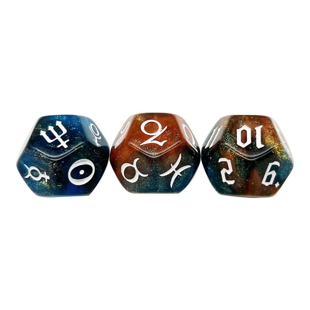 3Pcs Astrology Dice D8 D12 Tarot Dice Polyhedral Pearl Pattern Dice for Divination Astrology Tarot Cards Accessory