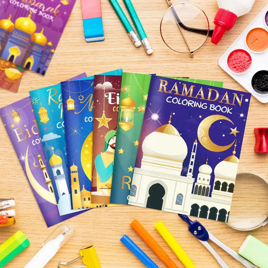 16PCS Ramadan Eid Mubarak Party Mini Coloring Book Graffiti Painting Book for Muslim Party Supplies