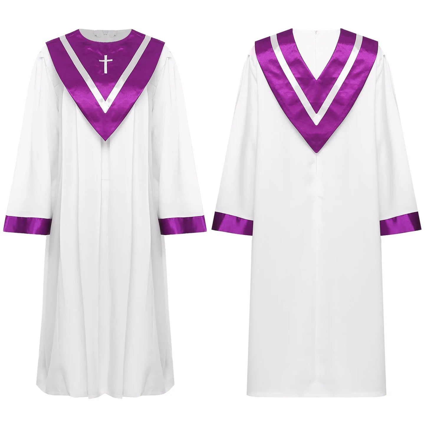 Women Church Clergy Robe Baptism Confirmation Officiant Costume Priest Preacher Dresses Choir Performance Praise Worship Dress