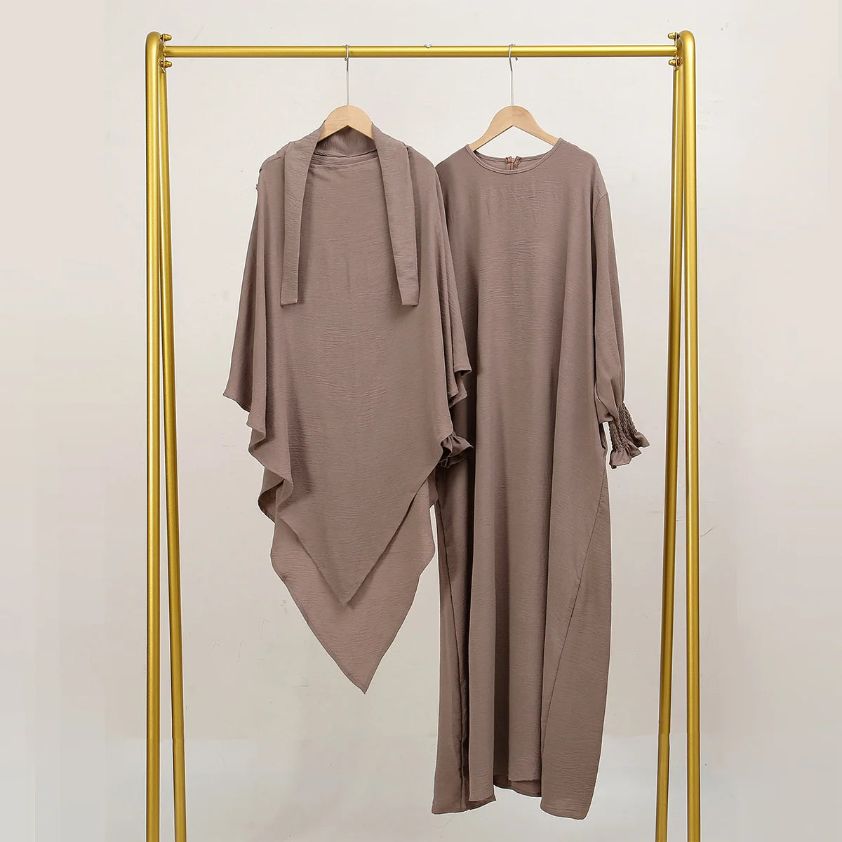 Two Piece Jilbab Prayer Set Abaya for Woman Batwing Hijab Dress Muslim Kimono Kaftan Robe Long Khimar Islam Cloth Jilbab Ramadan