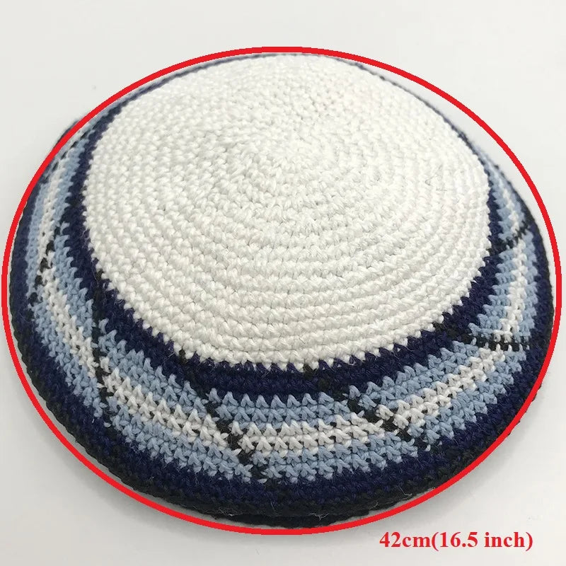 15cm/16cm/17cm Kippah Traditional Jewish Yarmulke Hand Made Knit Judaica Yamaka Kippot Hat for Men