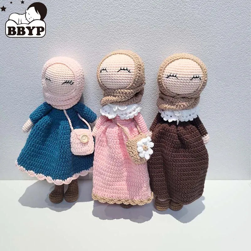 Knitted Islamic Toys Crochet Dolls Hijab Muslim Quran Ramadan Kids Halal Eid Al-Fitr Gifts Educational Plush Dolls