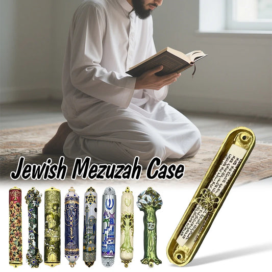 Jewish Mezuzah Case Cover Home Blessing Door Ornaments Delicate Enamel Flowers Embellished Crafts Jewish Traditional Holy Gifts