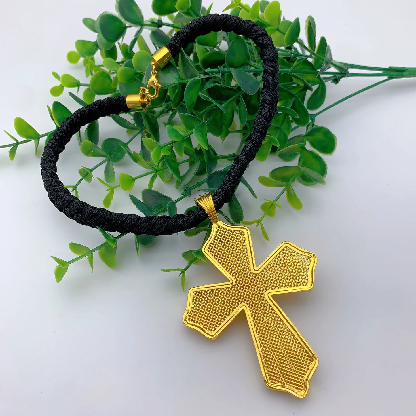 Dubai Gold Color Cross Pendant Jewelry for Women Man African Twisted Chain Wedding Party Ethiopian Eritrea Gift