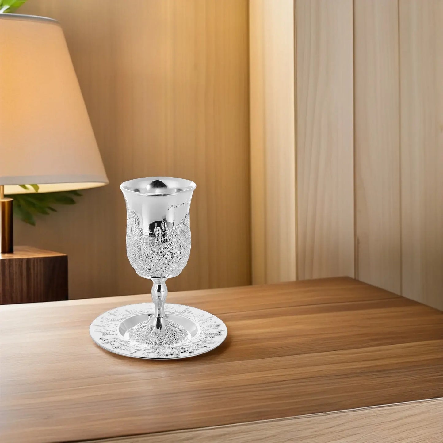 2Set Jewish Ritual Cup Set Metal Shabbos Wine Goblet with Intricate Embossing for Sabbath Holiday Ceremonies Zinc Alloy Blessing