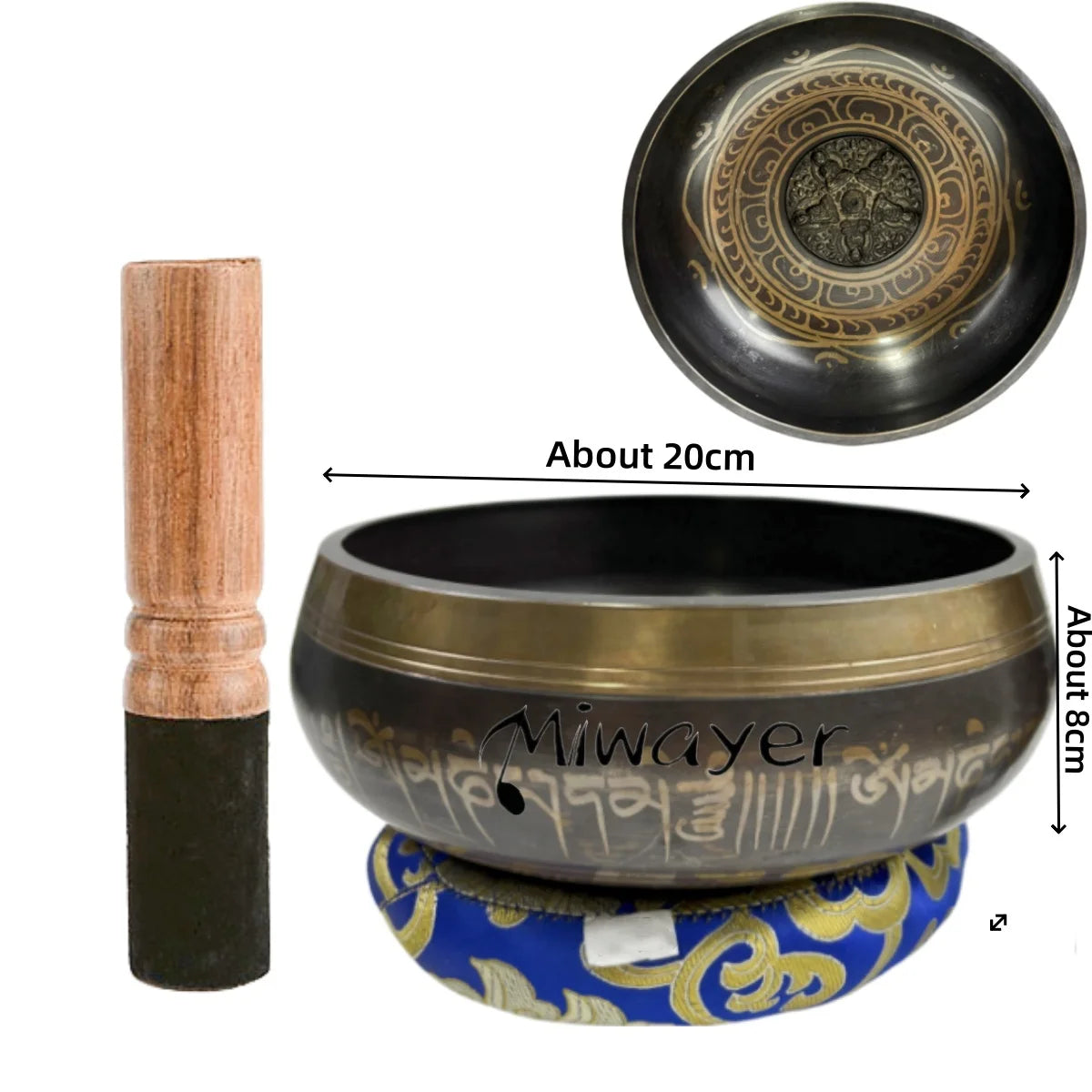 Tibetan Singing Bowl Set 8.5~20CM Size Optional Scripture Bowl Helpful for Meditation Yoga Relaxation Chakra Healing Prayer