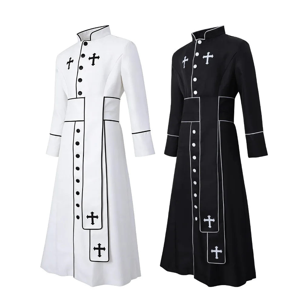 2026 Medieval clergy cosplay, priest robe, Roman jumpsuit, standing collar, costume LAQ