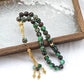 10mm Large Flower Beads 33pcs Glass Prayer Beads Muslim Tasbih Golden Tassel Handmade Rhombus Shape Retro Style Jewelry