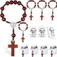 10/20pcs Christening Acrylic Rosary Beads Faux Pearls with Cross Christening Gift Box for Christening Wedding Party Favors