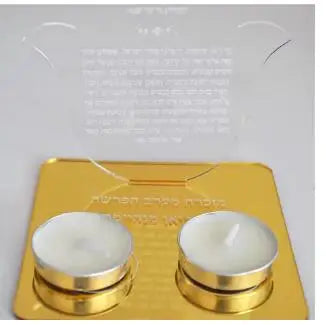 Hebrew Prayer Bar Mitzvah Souvenir Memorial Gift Hamsa Card Lighting Shabbat candles Holder Acrylic Custom Blessing Dedication