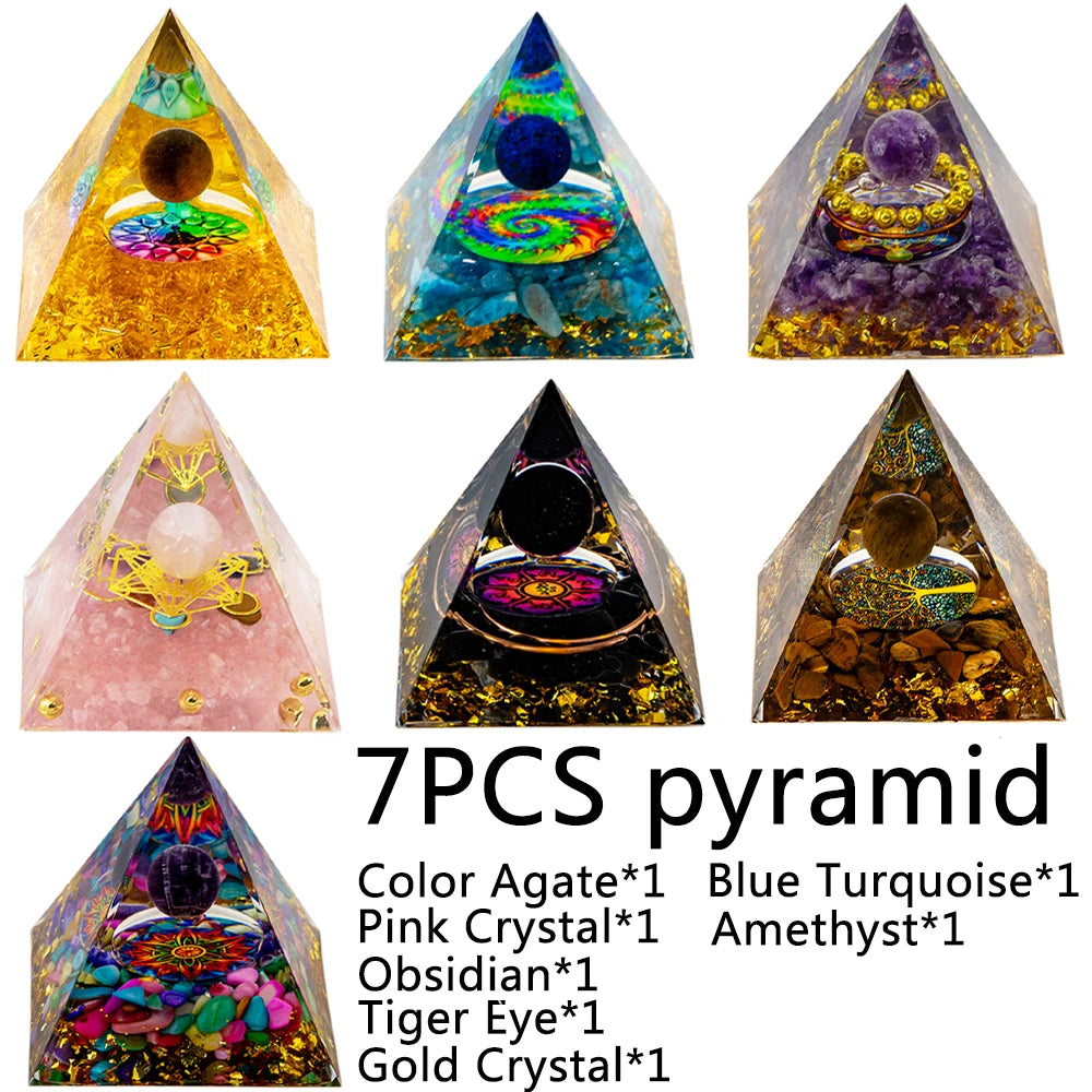 1.97inch Natural Resin Amethyst Pyramid - The Seven Chakras Balancing Tool, Meditation Healing Christmas Decoration
