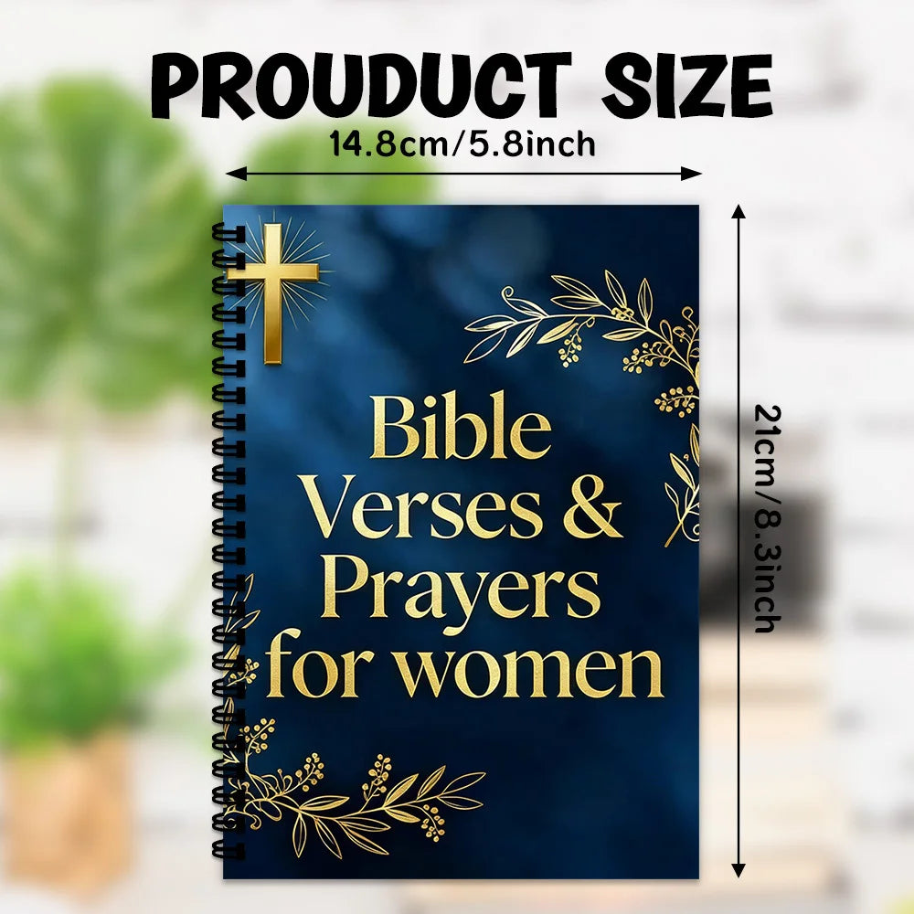 1PC Navy Blue Christian Spiral Notebook, Gold Foil Cross & Floral Bible Verse Journal, Women's Prayer & Gratitude Planner For Of