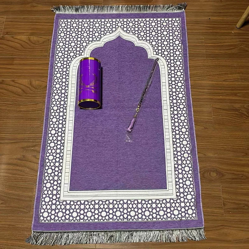 1set Islamic Prayer Mat With Rosary Beads Muslim The Spire Pattern Ramadan Prayer Mats Portable Travel Muslim Prayer Rugs Gift
