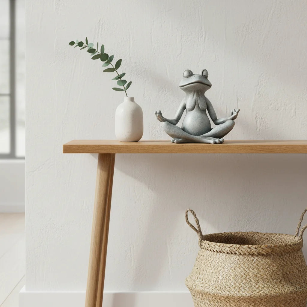 VILEAD Original Design Meditating Frog Sage Resin Zen Artistic Figurine Decorative Garden Statue Home Office Desk Decor