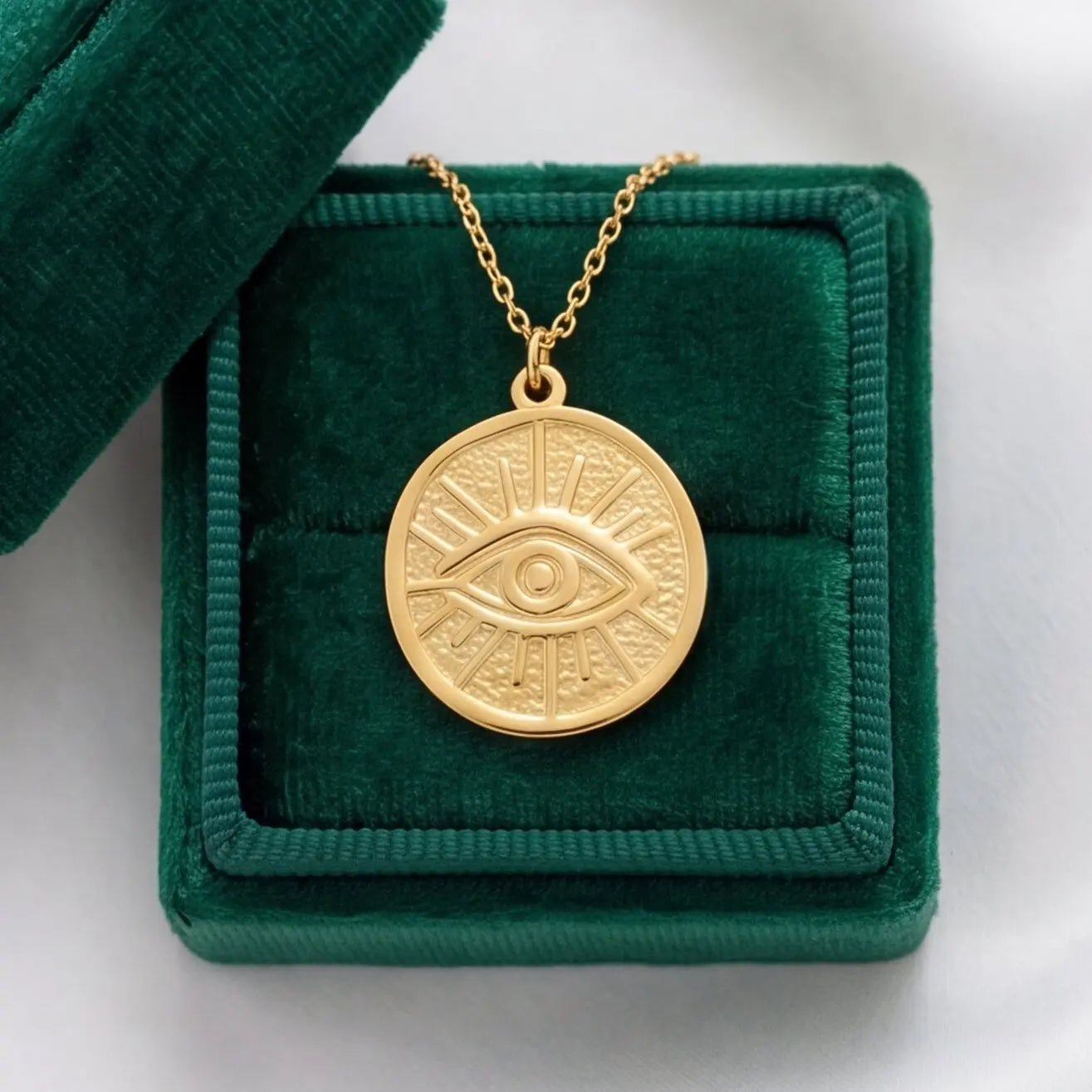 Chamica 18k Gold Plated  Trendy Dainty Charm Evil Eye Waterproof Delicate Necklace for Women Lucky Protection Jewelry Best Gift