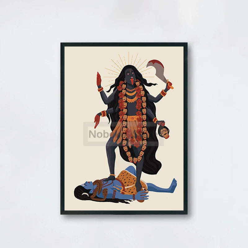 Hindu God Poster Krishna Lakshmi Kali and Shiva India Prints Canvas Painting Wall Art Pictures Home Room Hinduism Religion Decor