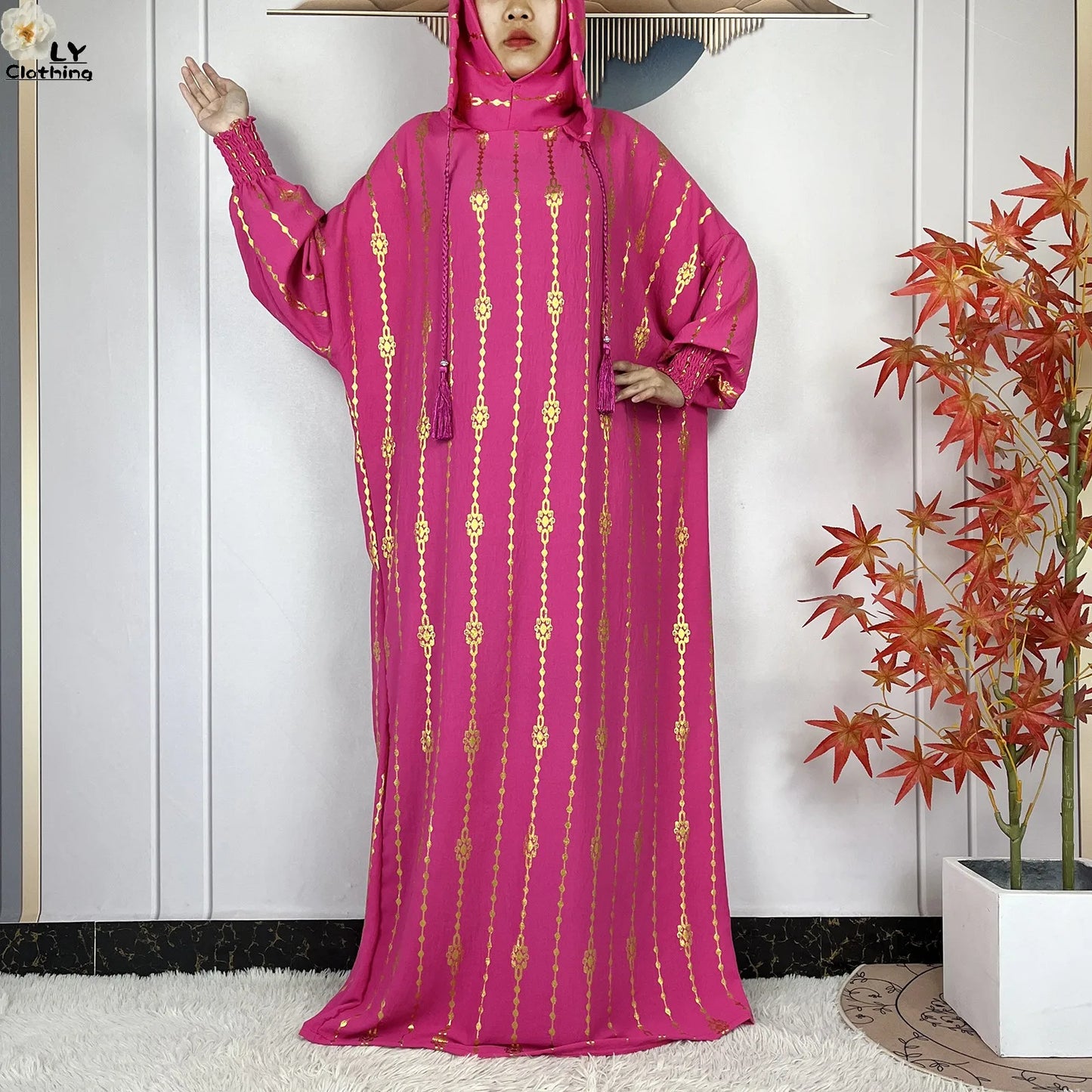New Long Sleeves Two-Hat Abaya Loose Muslim Ramadan For Women Prayer Clothes Dubai Turkey Islam Dress African Kaftan Women Dress