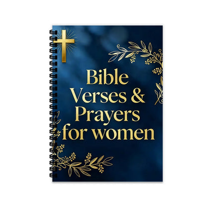1PC Navy Blue Christian Spiral Notebook, Gold Foil Cross & Floral Bible Verse Journal, Women's Prayer & Gratitude Planner For Of