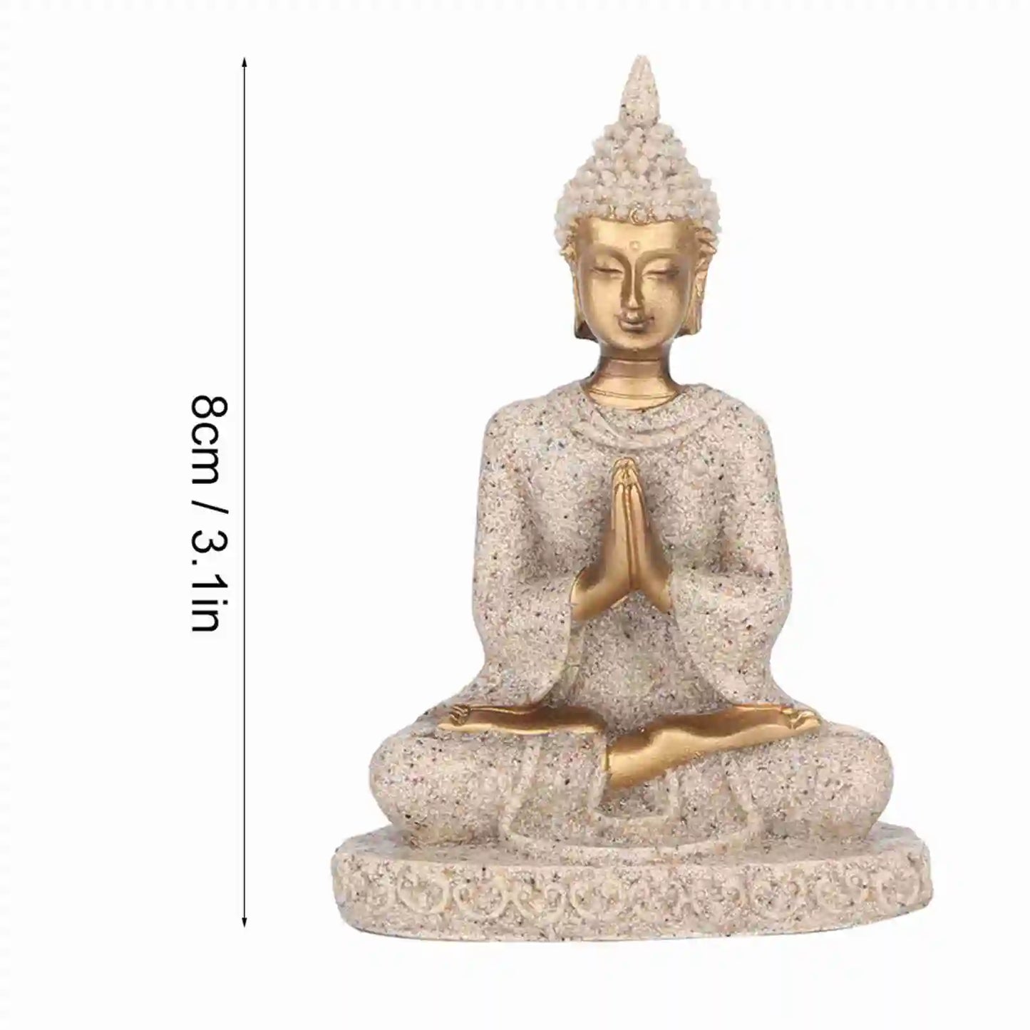 Meditating Seated Buddha Statue Exquisite Carving Figurine Craft for Home Study Room Office Table Decoration Ornament